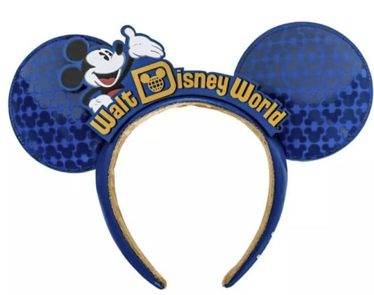 Disney Parks WDW Walt World Blue Making Magic Mickey Mouse Ears Headband