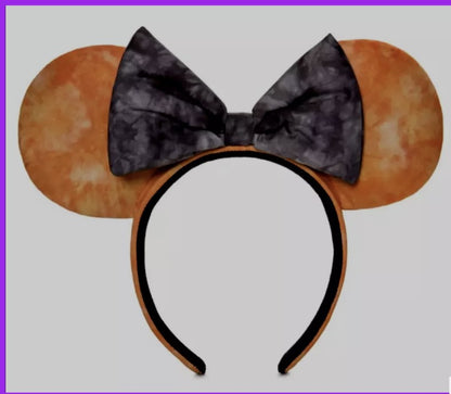 Disney Parks Minnie Mouse Orange Gray Tie Dye Ears Headband