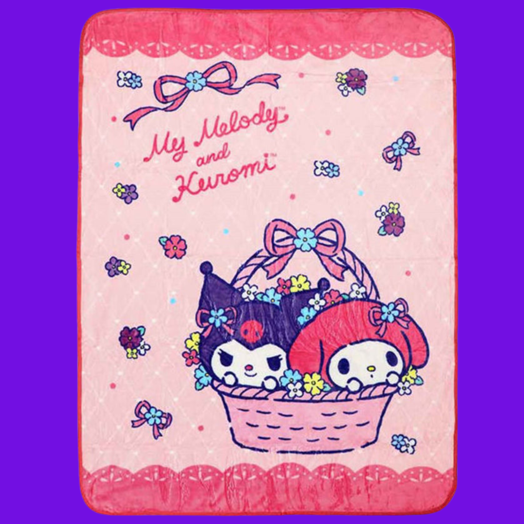 Sanrio Kuromi and My Meoldy Super SOFT Fleece Throw Blanket: